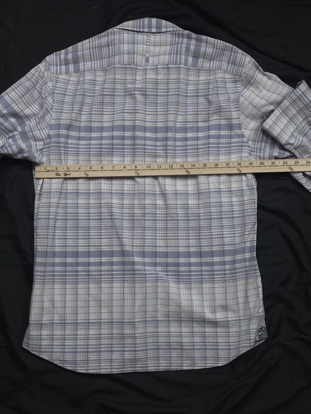 Banana Republic Mens M Plaid Long Sleeve Button Down Shirt Blue Gray Cotton